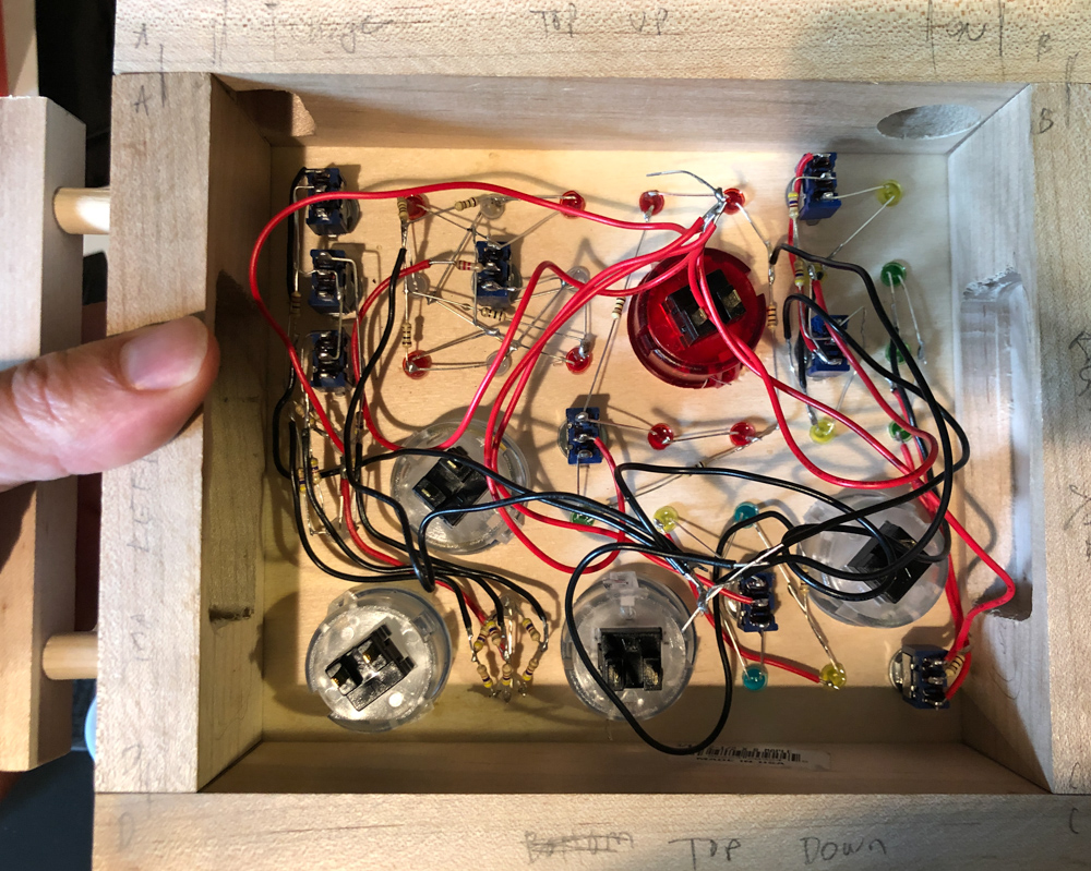 Inside the toy before completing the wiring